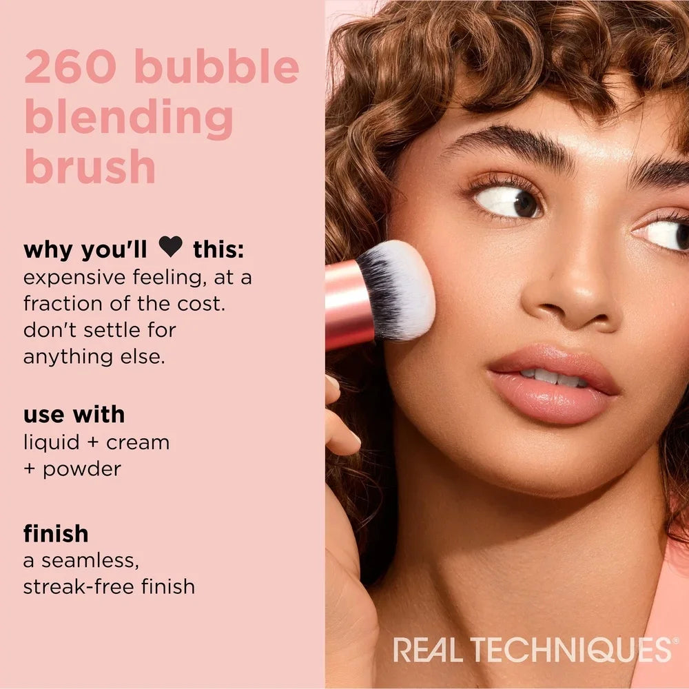 Bubble Blending Makeup Brush Multipurpose Face Brush Liquid Cream Powder UltraPlush Dense Bristles Custom-Cut Bubble Head Long