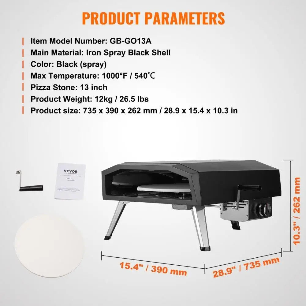 13 Inch Portable Gas Pizza Oven for Outdoor for camping Folding Design