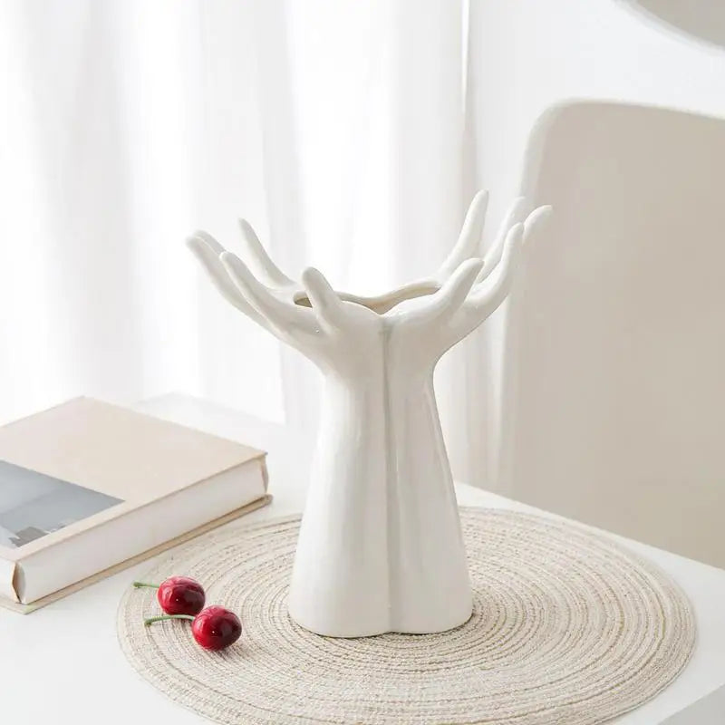 Hand Shape Vase Photo Prop Modern Aesthetic Flower Arrangement Unique Vase for Anniversary Office Home Tabletop Decoration