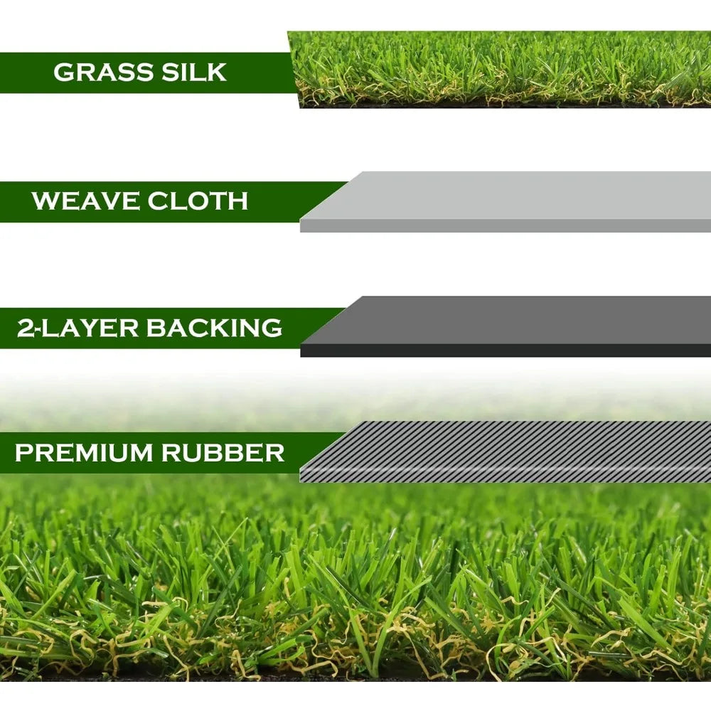 Artificial Turf Grass 8' X 9' with Drainage, 0.8 Inch Realistic Fake Grass Rug, for Garden, Backyard, Outdoor Lawn Landscape