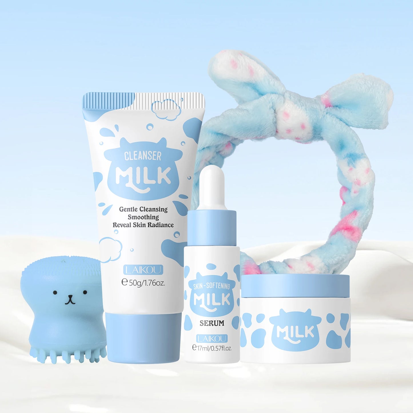 Laikou Milk Skincare Set Travel Kit Softening Serum Cream