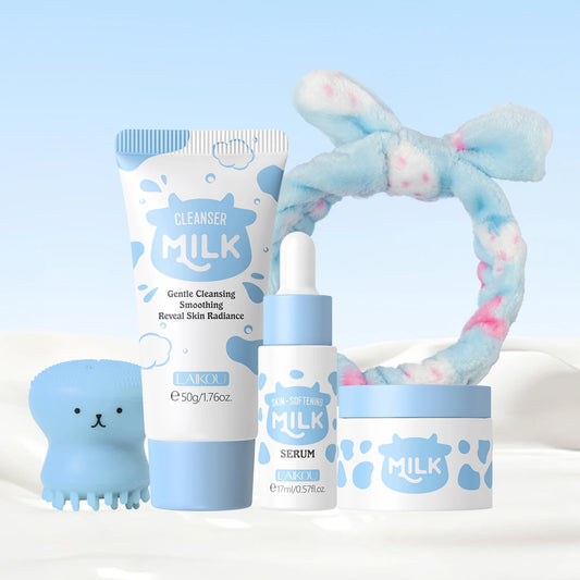 Laikou Milk Skincare Set Travel Kit Softening Serum Cream