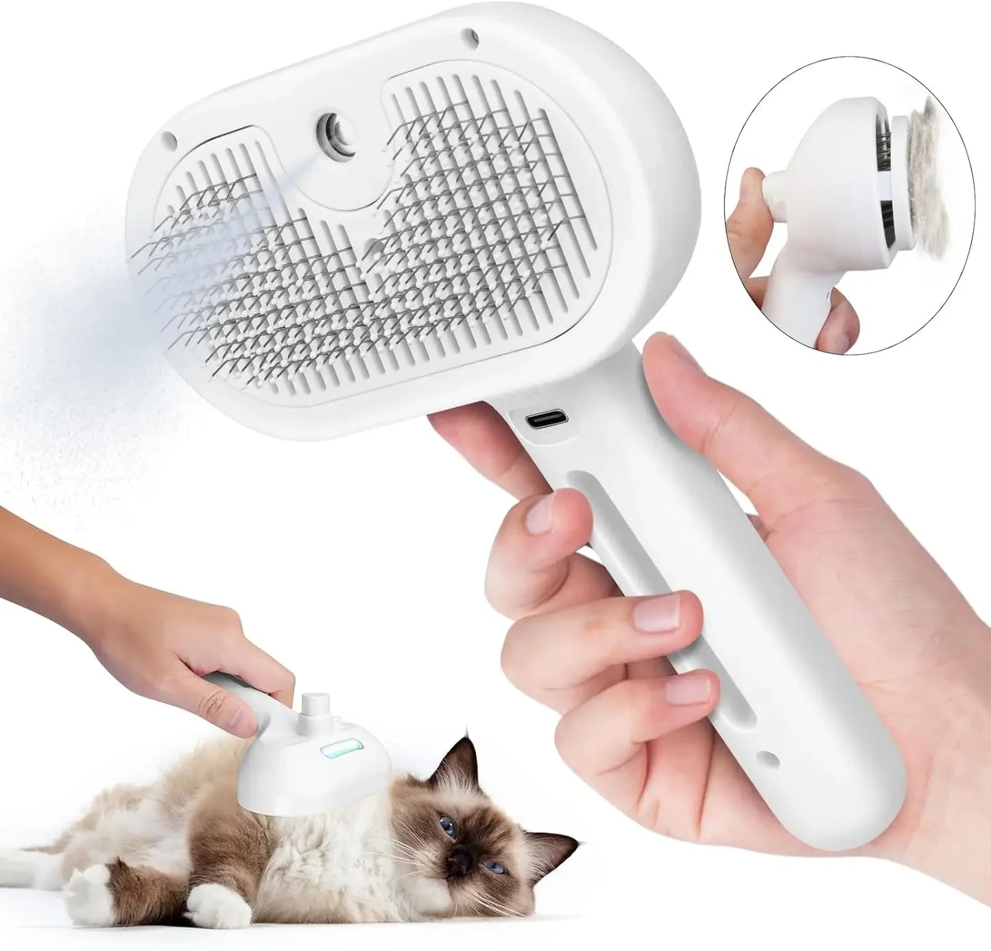 Dogs And Cats Comb Self Cleaning Pet Hair Remover Brush Dematting Grooming Tool With Built In Mist Humidifier