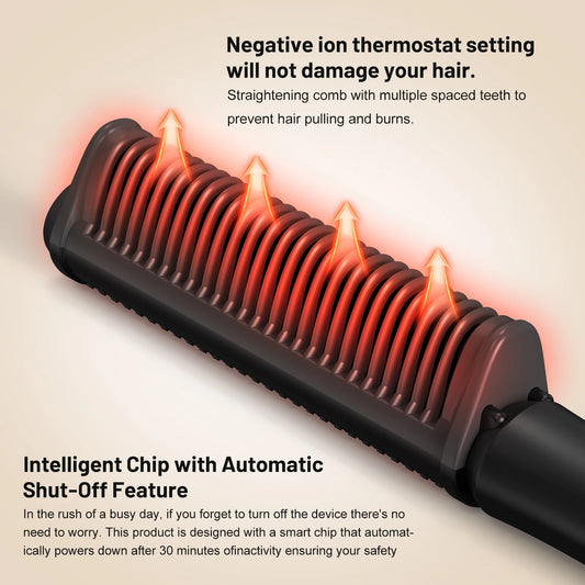 SEJOY Hair Straightening Comb 240-420 ℉ Negative Ion PTC Ceramic Heating 360°Rotating Wire Rapid Heating