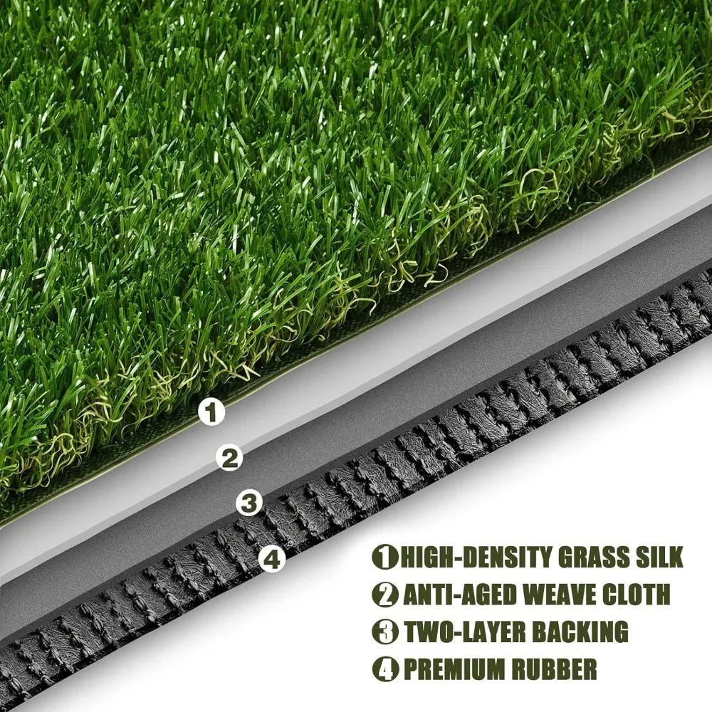 Artificial Turf Synthetic Grass Pile High, Artificial Grass Mat with Drainage, Outdoor Landscape, Fake Lawn, Garden, Patio