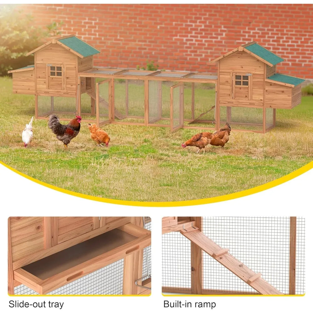 Henhouse, Outdoor Chicken Coop for 4-8 Chickens Wooden Hen Rabbit House Poultry Pet Hutch Run Cage W/Waterproof Asphalt