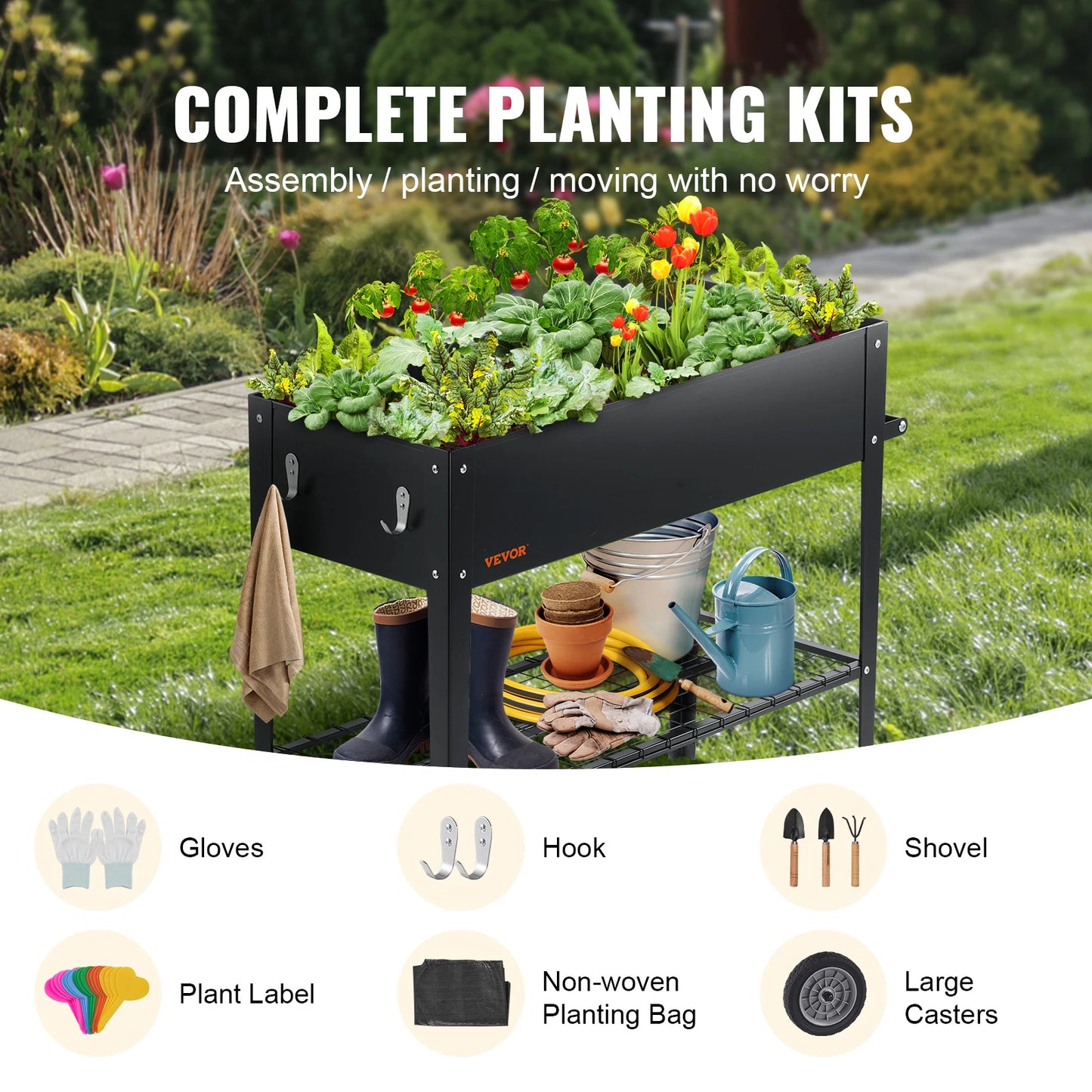 VEVOR Raised Garden Bed Galvanized Metal Planter with Legs