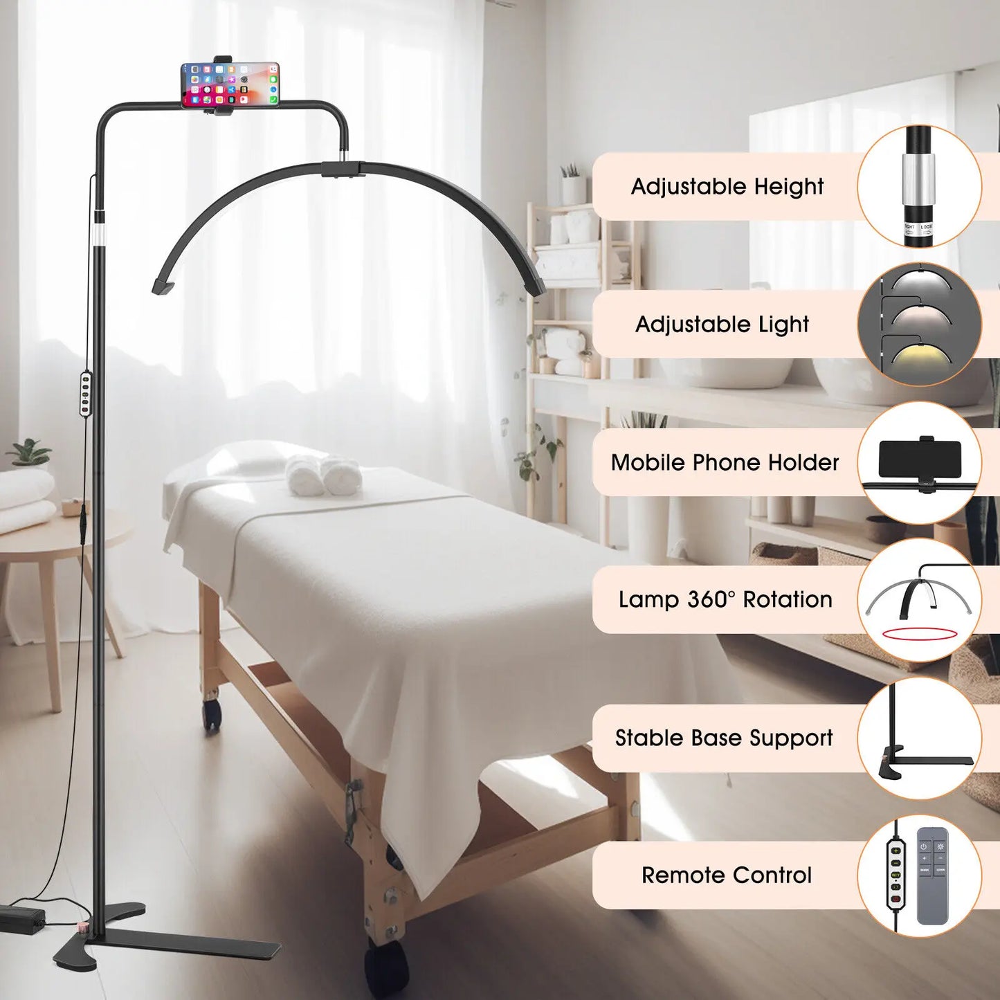 Eyelash LED Floor Light Half Moon Lamp for Lash Extension Beauty Skincare Tattoo