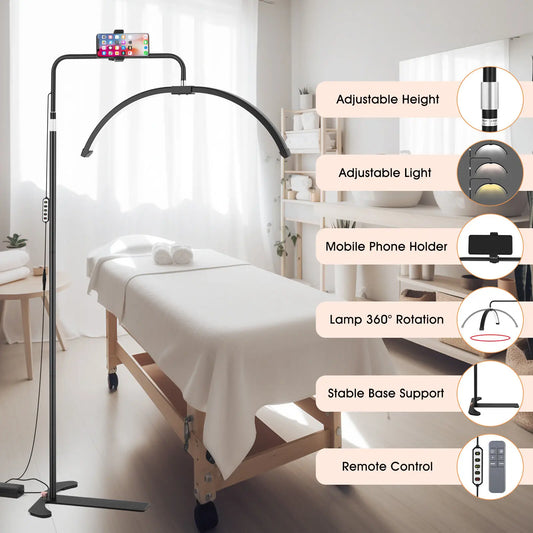 Eyelash LED Floor Light Half Moon Lamp for Lash Extension Beauty Skincare Tattoo