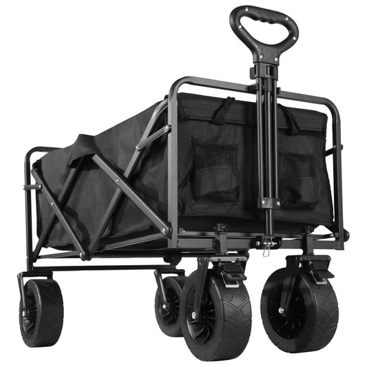 Collapsible Folding Utility Beach Cart Wagon Heavy Duty Large Capacity Fold Wagon Outdoor Trolley