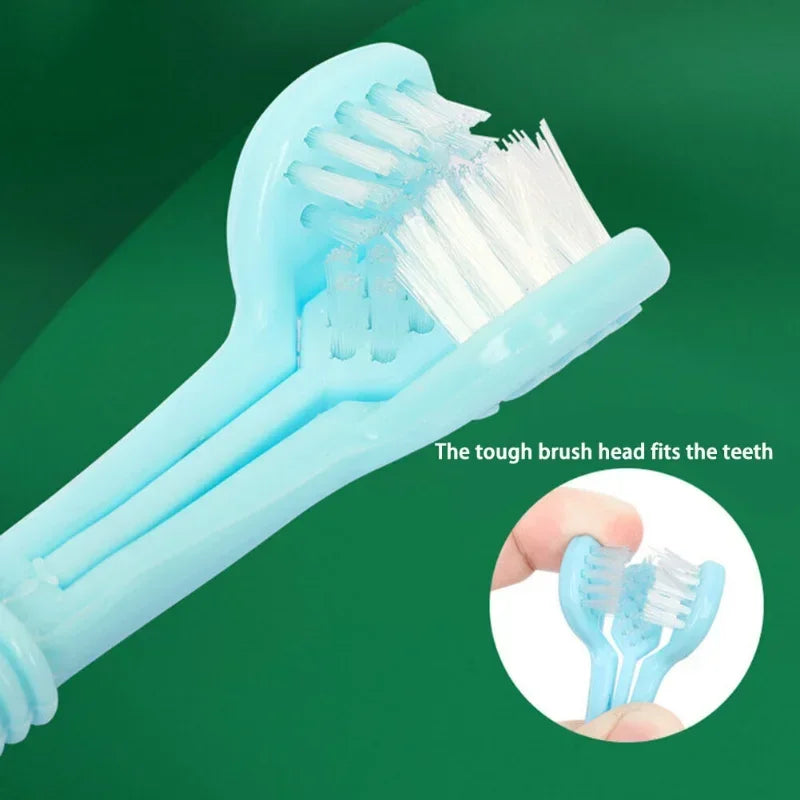 Three Sided Pet Toothbrush Three-Head Multi-angle Toothbrush Cleaning Dog Cat Brush Bad Breath Teeth Care Tool