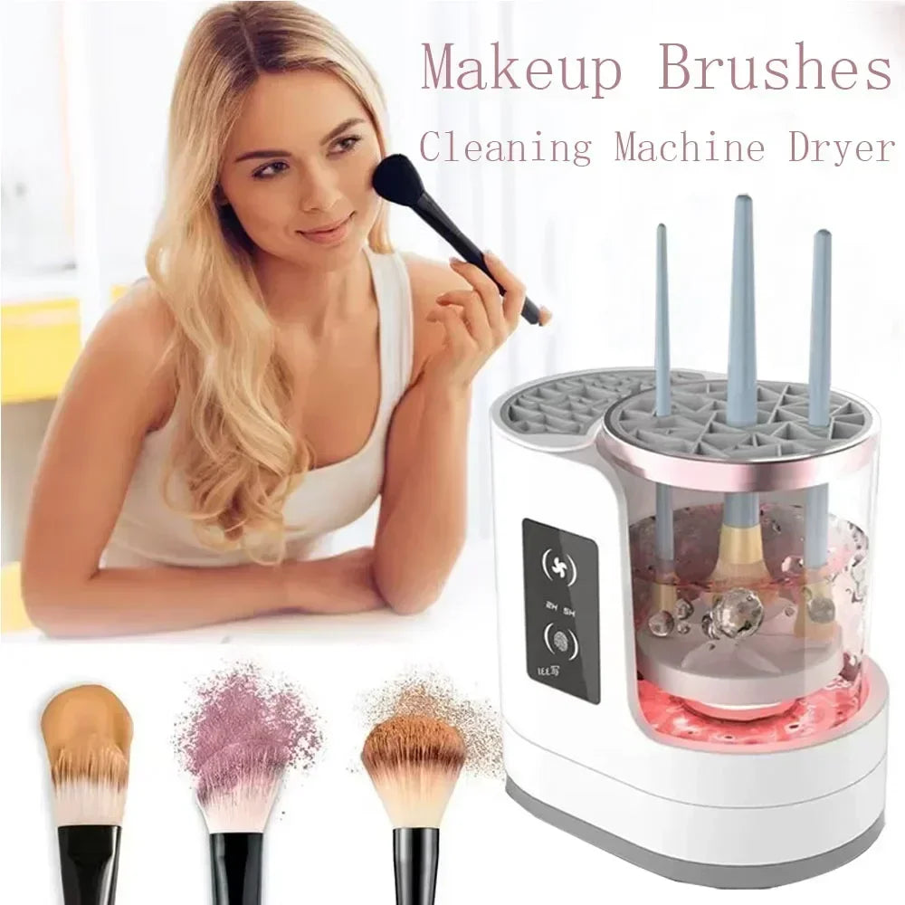 3 in 1 Electric Makeup Brush Cleaner with Brush Dryer-Portable Automatic USB Cosmetic Brush Cleaning Tool