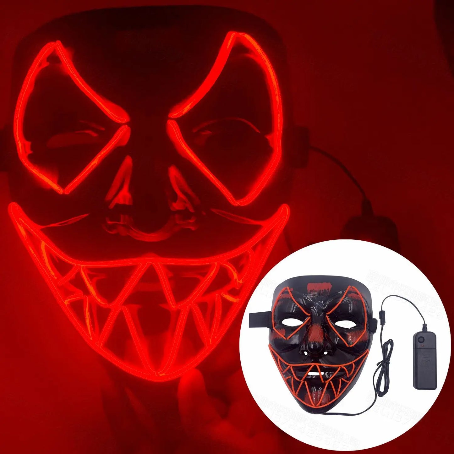 Halloween LED Mask Neon Glow Party Masquerade Mask Glow