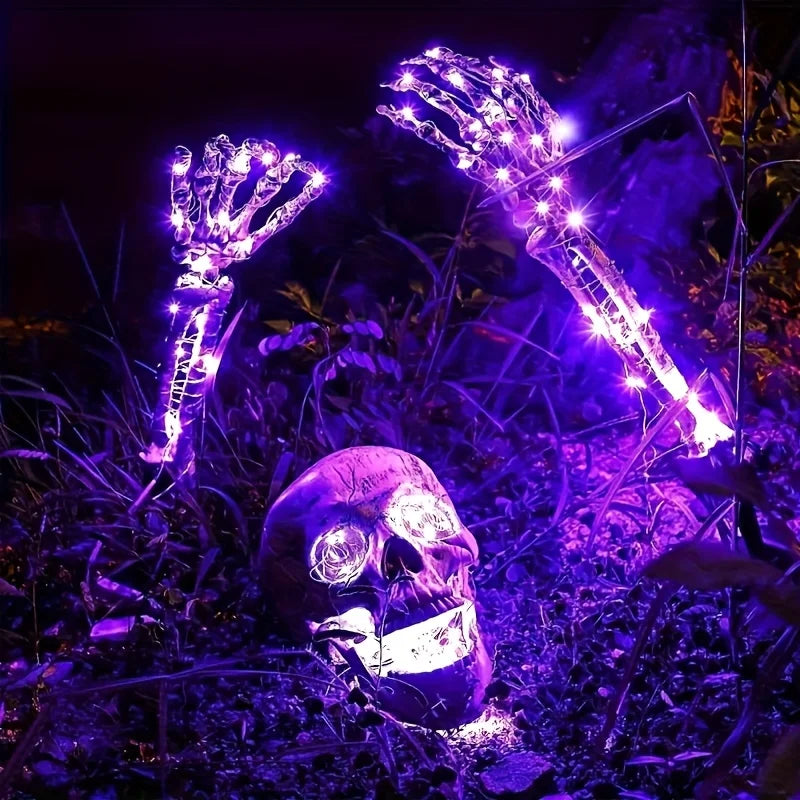 Halloween Light Up Skeleton Set Skull And Arms Party Decor