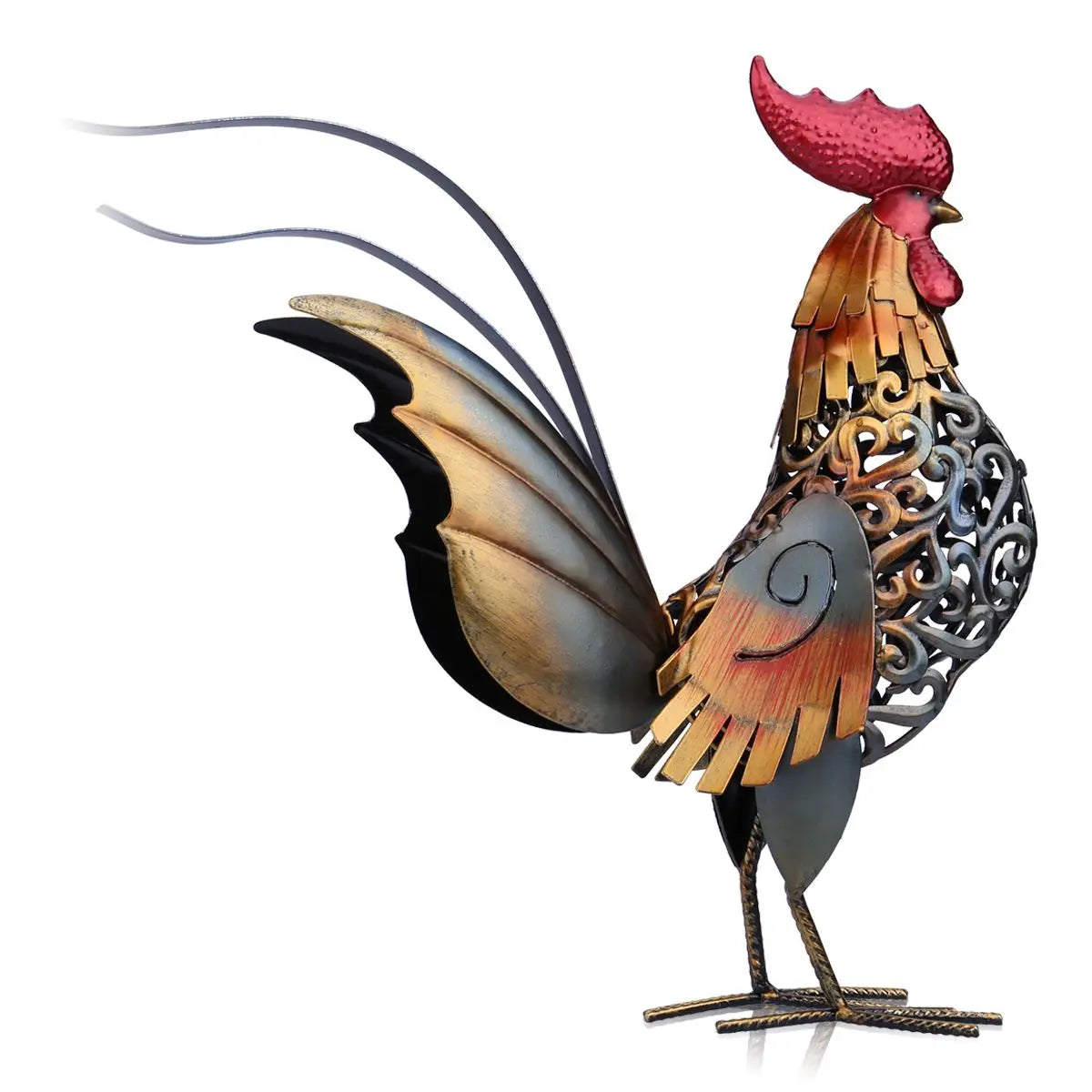 TOOARTS Metal sculpture Carved iron rooster Home furnishing articles Artwork iron Sculpture