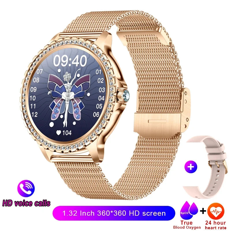 Xiaomi Mijia Women Smart Watch True Blood Oxygen 1.32Inch 360*360 HD Screen Diamond Bracelet Bluetooth Call Ladies