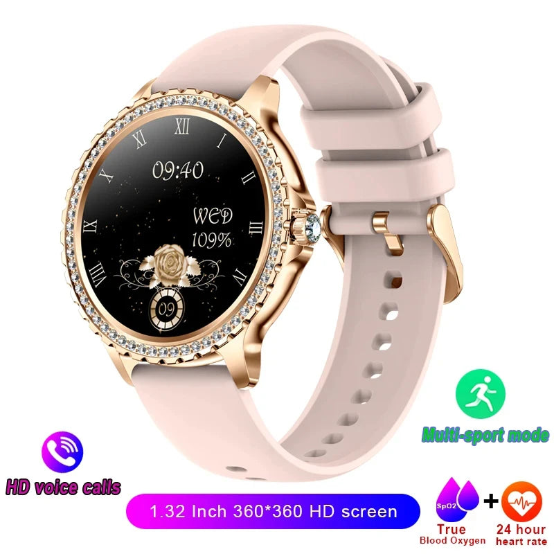 Xiaomi Mijia Women Smart Watch True Blood Oxygen 1.32Inch 360*360 HD Screen Diamond Bracelet Bluetooth Call Ladies