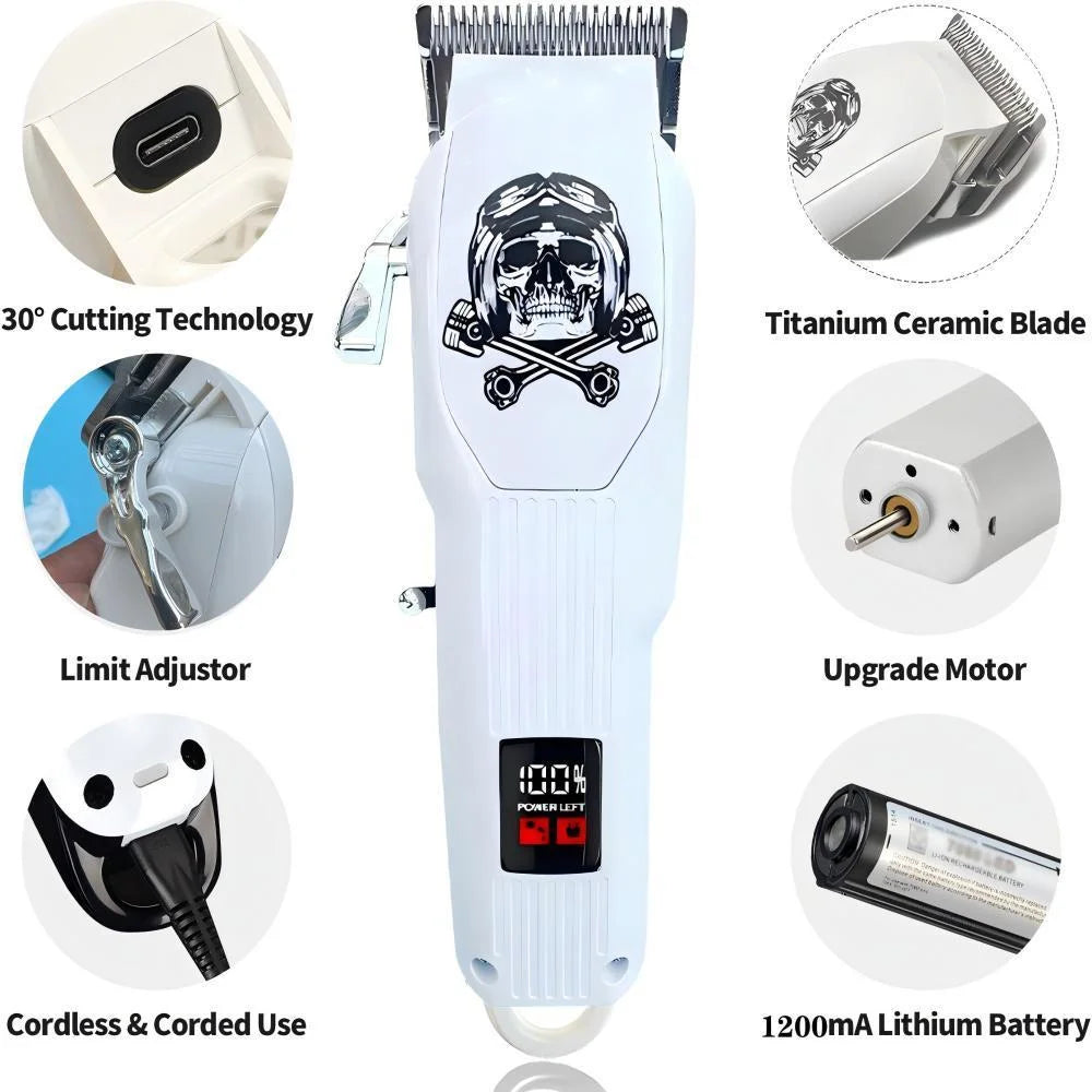 LARGNER Hair Clippers Men, Beard Trimmer Professional Cordless Electric Shaver Machine 6000RPM Grooming Haircut Kit
