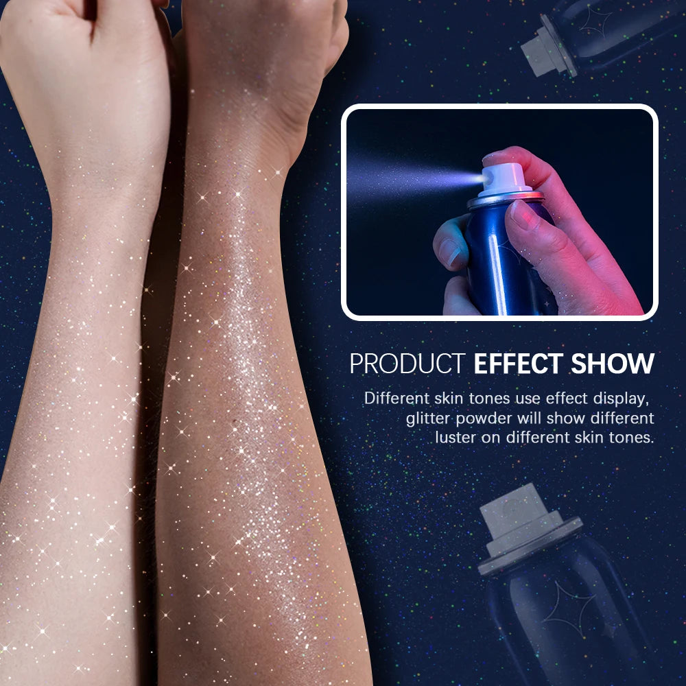 60ml Waterproof Gloss Silver Glitter Spray for Body and Face