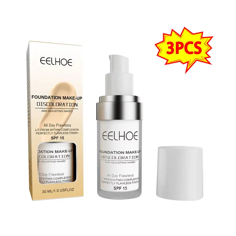 3pcs Color Changing Foundation Liquid Brighten Skin Tone Concealer High Full Coverage Face Moisturizing Waterproof Base Makeup