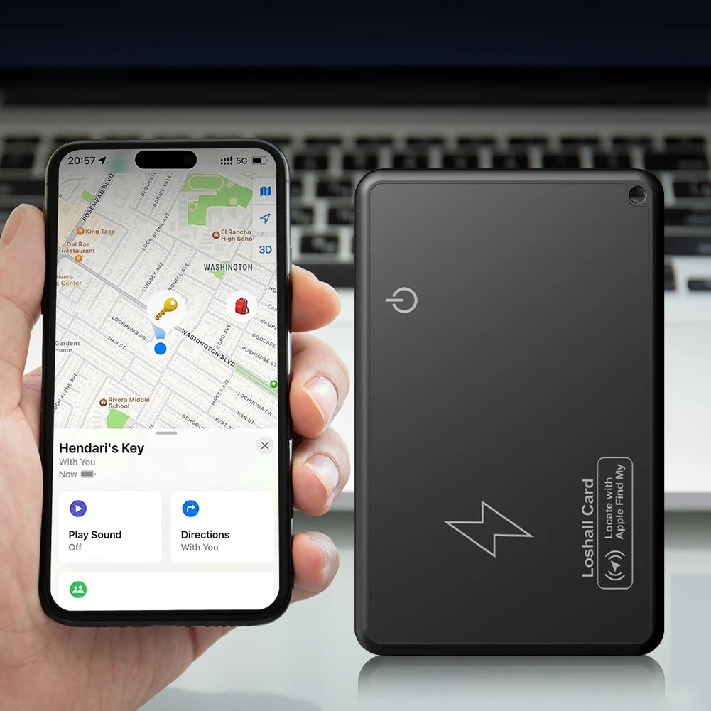 Wireless Charging Wallet Tracker Card Waterproof Work with Apple Find My App GPS Locator Thin GPS Item Finder for Purse Passport
