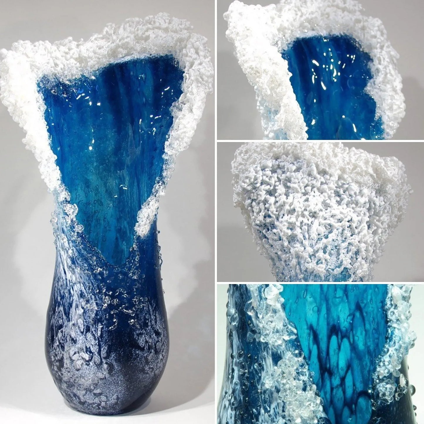 Sea Wave Vase Wavy Resin Blue Decor for Office Living Room Coffee Shop