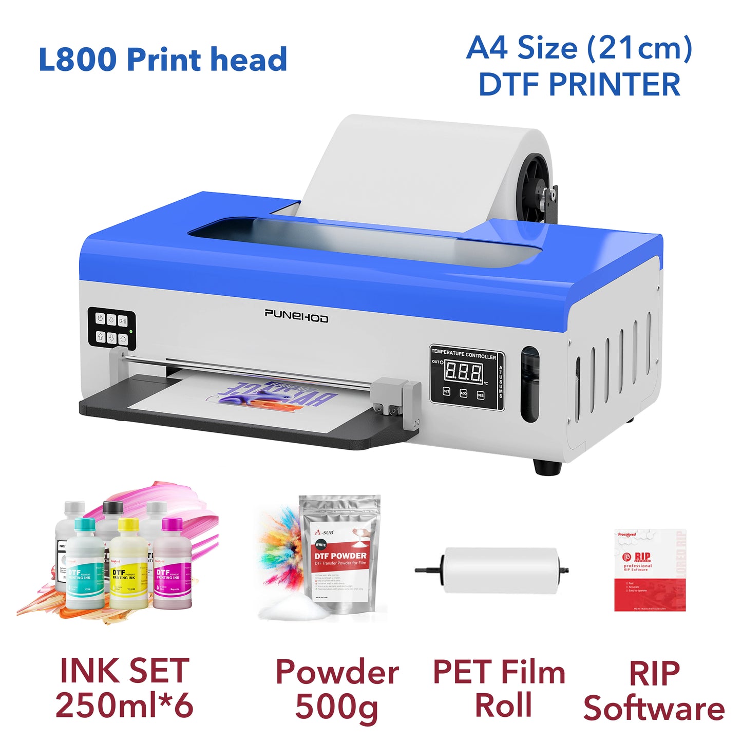 US Stock Punehod DTF Printer With Oven A3+ A4 L1800 L800 Direct To Film Printing Machine With curing oven T-Shirts Textile Dtf