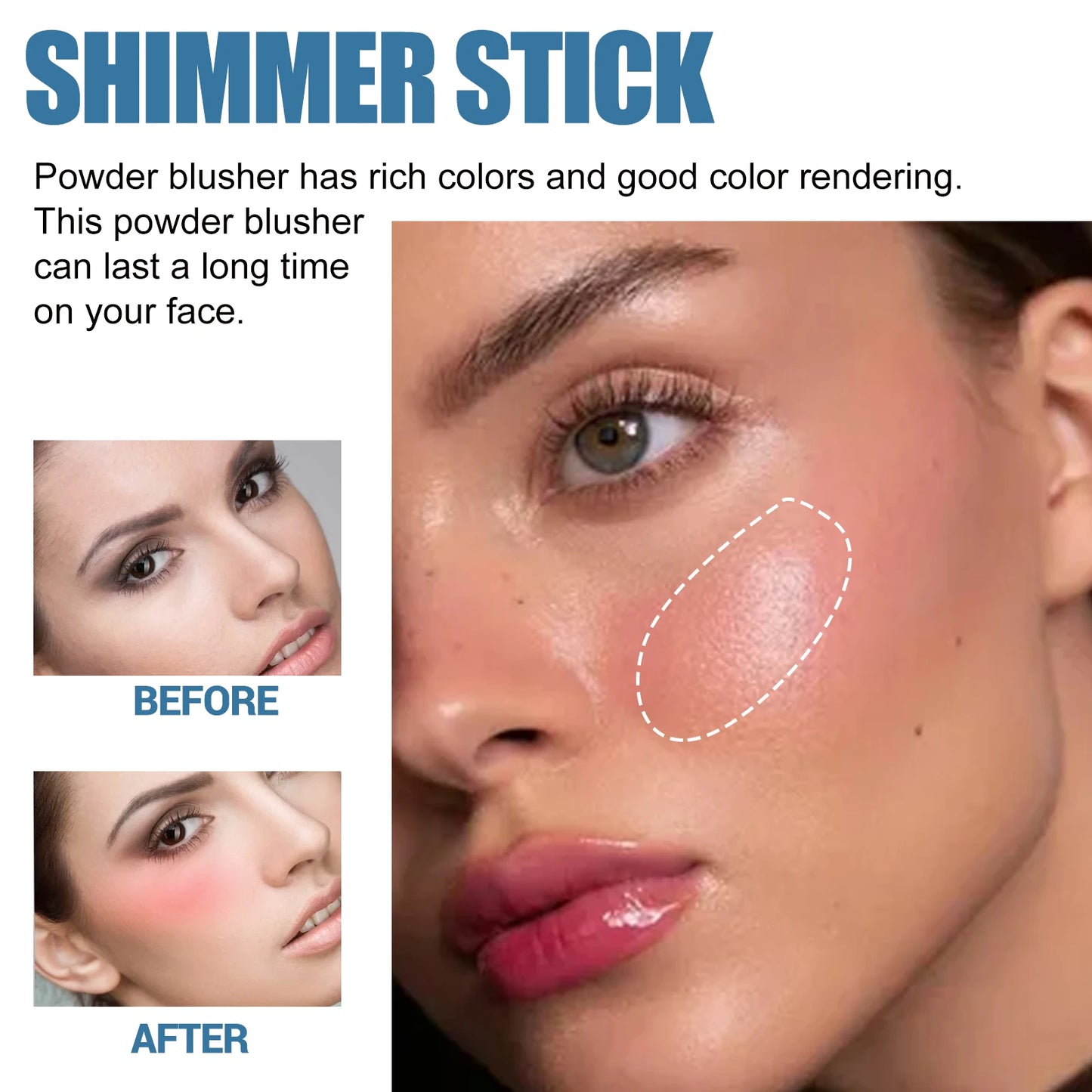 EELHOE Multipurpose Blush Stick Natural Long Lasting Makeup Effect Easy Color Rouge Non-Removing Matte Silky for All Skin Color