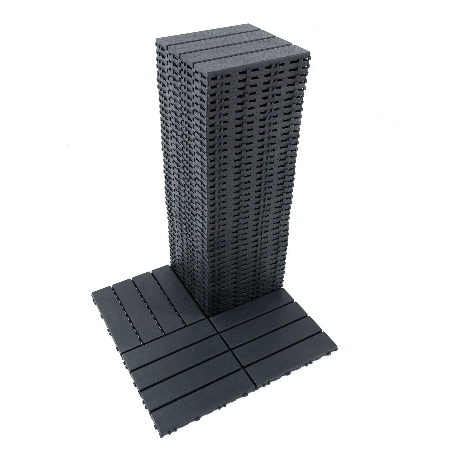44 Pack Wood grain Interlocking Patio Deck Tiles- 12x12 Inch, Easy Install for Poolside, Balcony, Backyard-Durable Polypropylene