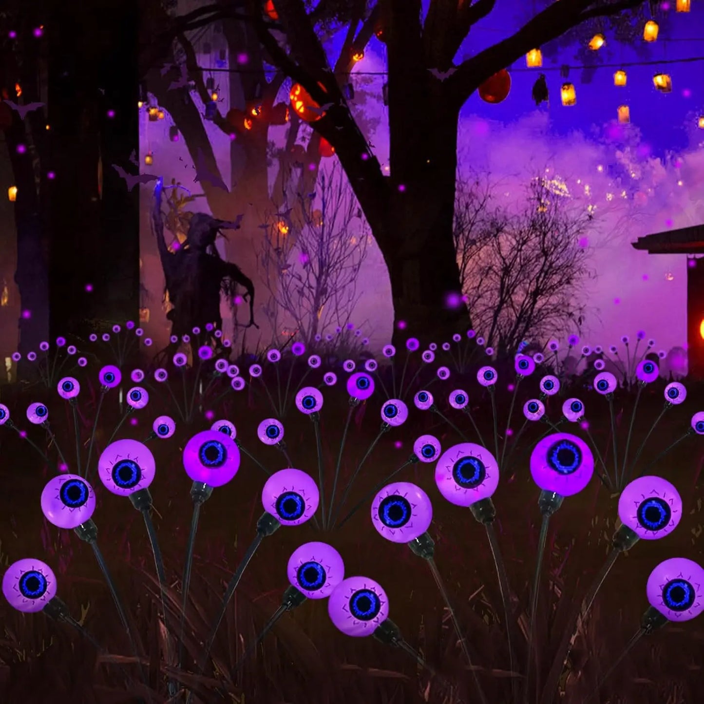 2/4/6 Pack Halloween Decorations Outdoor Solar Scary Eyeball Lights, Purple Eyeball Lights, For Yard/ Garden/ Lawn/ Party Decor