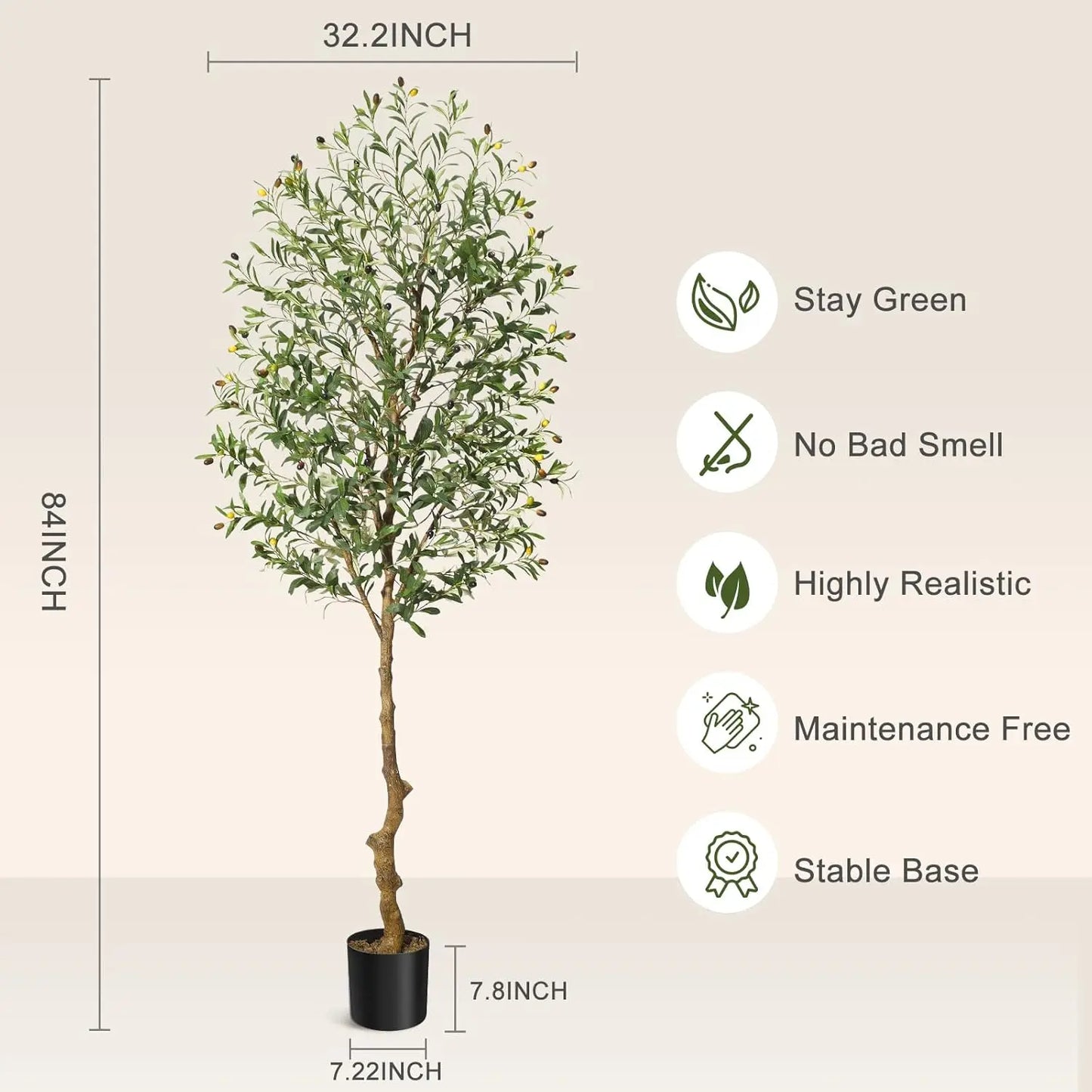 Faux Olive Tree 7FT Tall fake Olive Trees with Branches Fruits Large Artificial Olive Trees for Home Living Room Decor Indoor