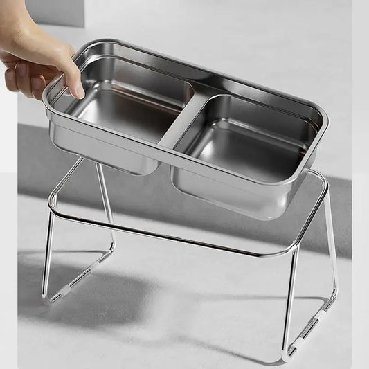Elevated Cat Dog Bowl Stainless Steel Raised Cat Food Water Bowl Set With Anti Slip Stand For Indoor Cats Pets Feeding Supplies