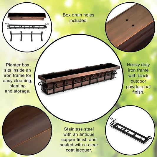 Rust Resistant Window Planter Box Stainless Steel Copper