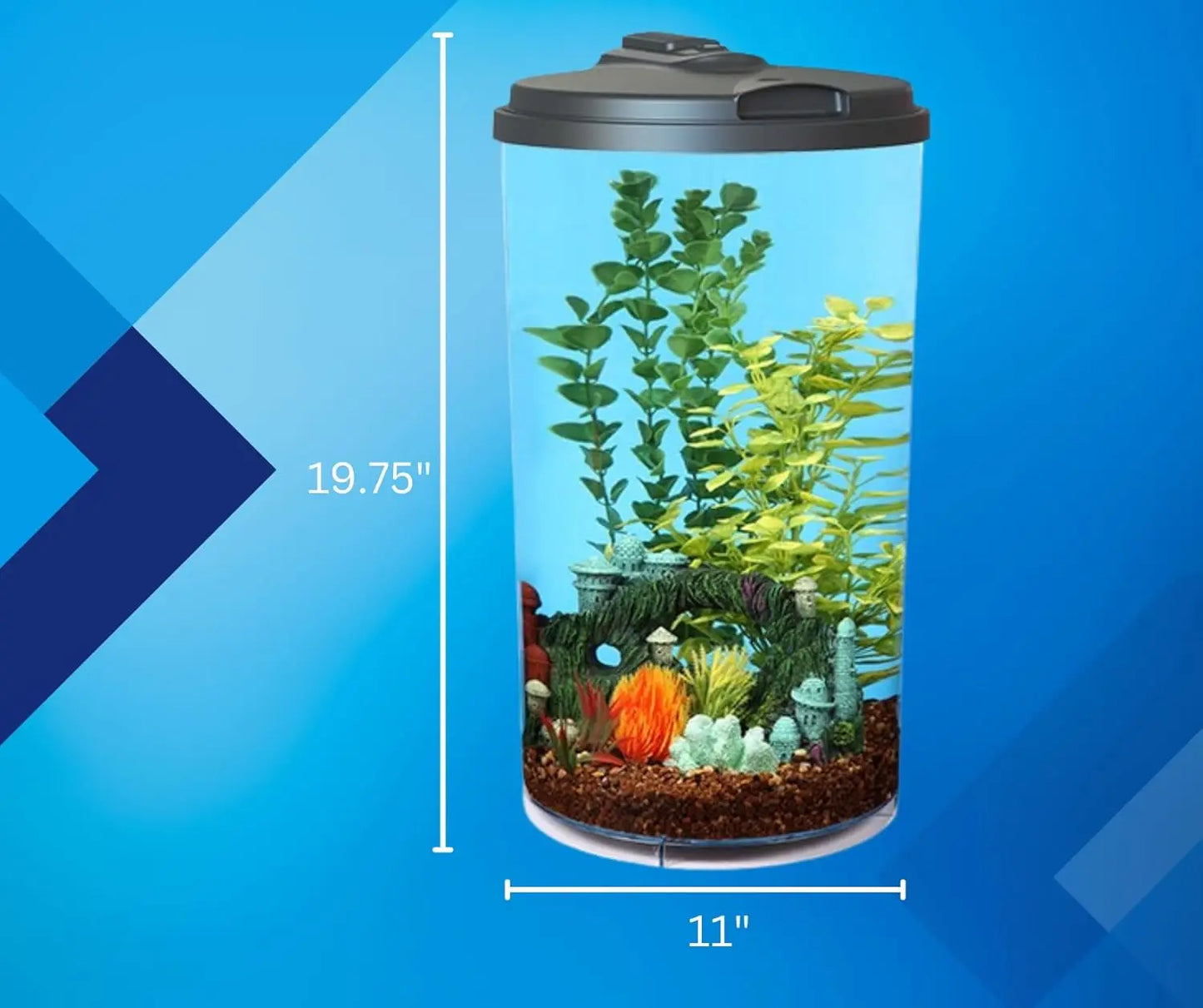 Plastic 6 Gallon AquaView 360 Aquarium Kit Power Filter LED