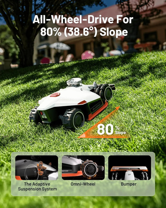 2 AWD 3000X Robot Lawn Mower All Wheel Drive for 0.75 Acre
