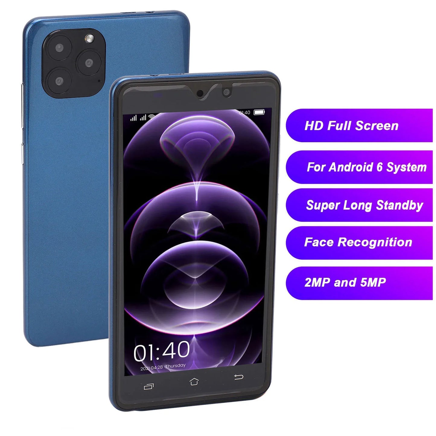 IP13 Pro Phone  2GB ROM 32GB  SIM  Standby MTK6779 CPU Processor Unlocked Cell Phone with Face Recognition for Work