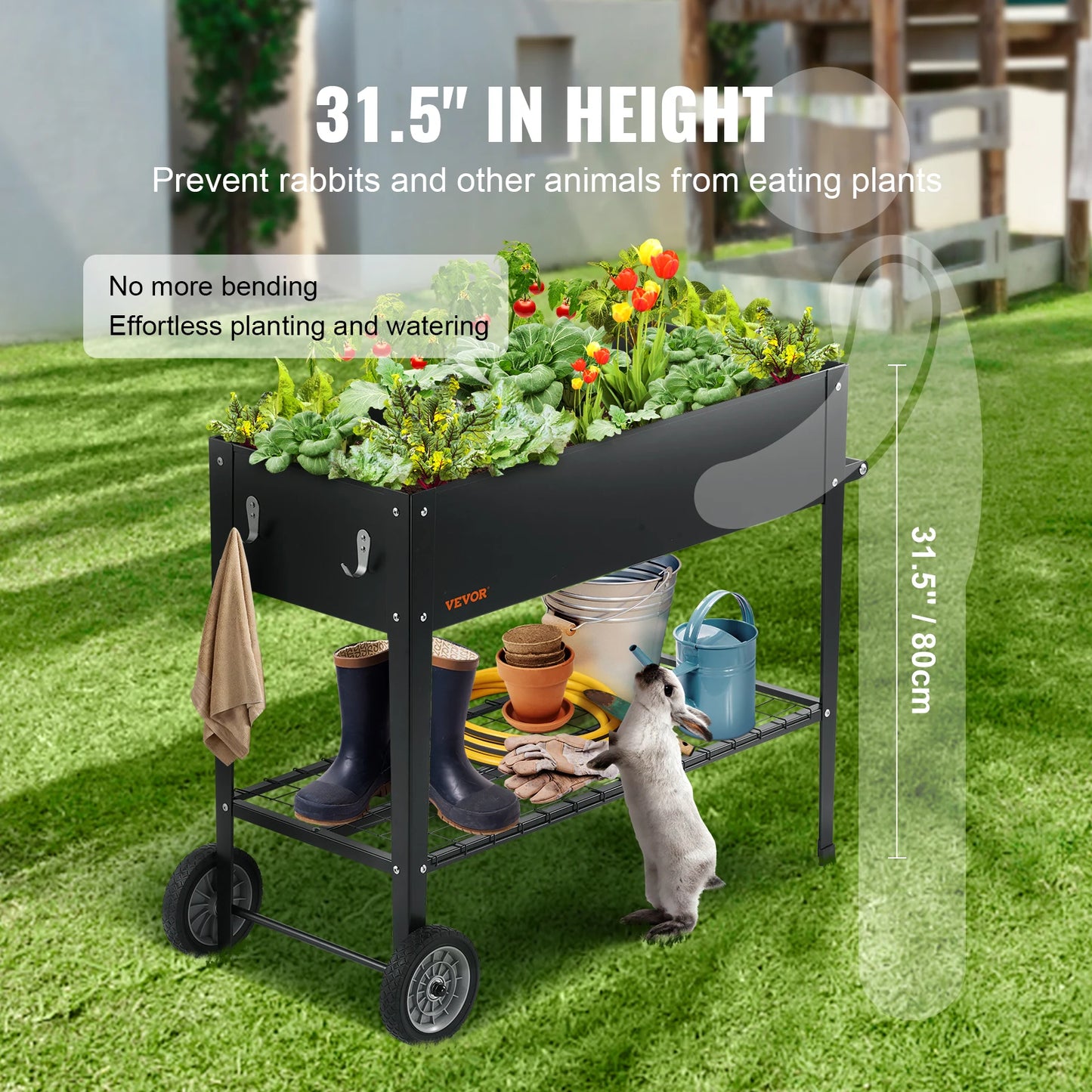 VEVOR Raised Garden Bed Galvanized Metal Planter with Legs