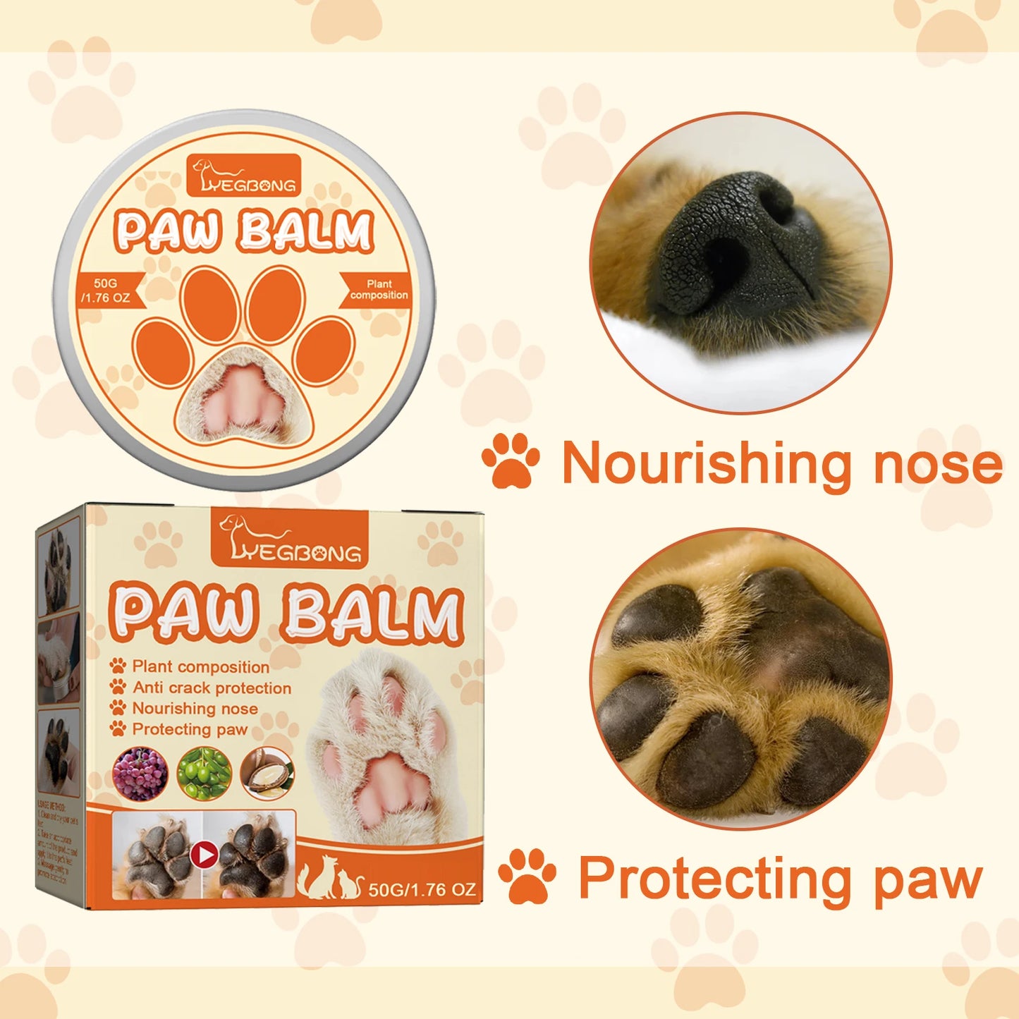 Pet Paw Repair Balm Moisturizes Dry Paw Pads Repairs Cracked skin Calms redness discomfort Paw Pad Rescue Cream For Dog and Cat