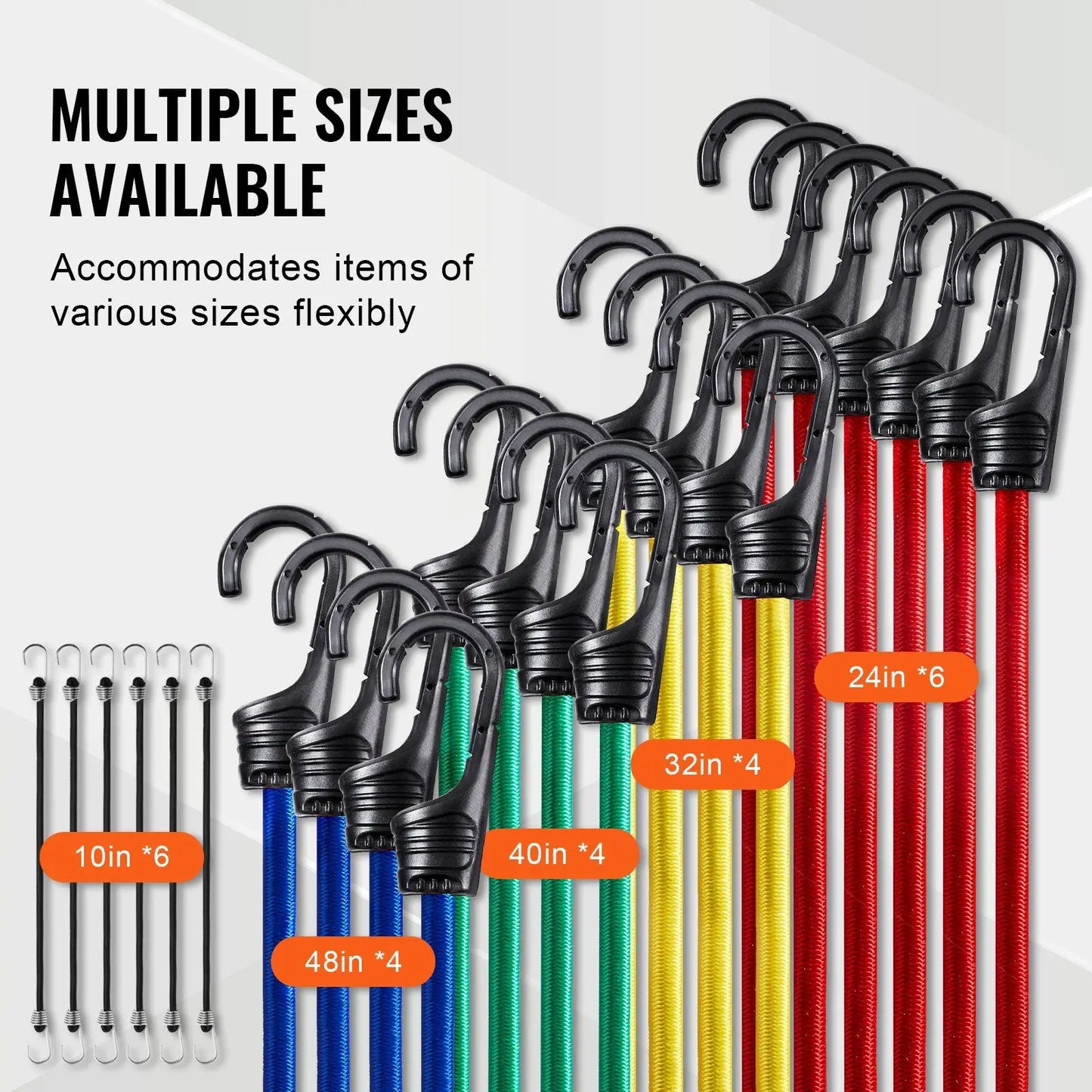 32 Pcs Bungee Cords Set 8 mm Heavy Duty Bungee Straps with A3 Steel Hooks
