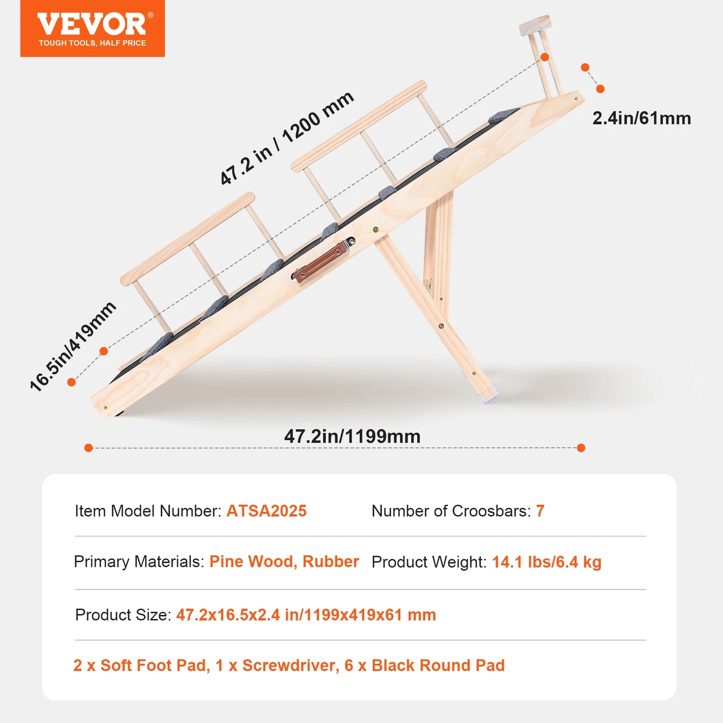 SucceBuy Dog Ramp Folding Ladder Anti-slip High Adjustable Wooden Pet Ramp Removable for Small Old Dog Climbing Stairs Sofa Car