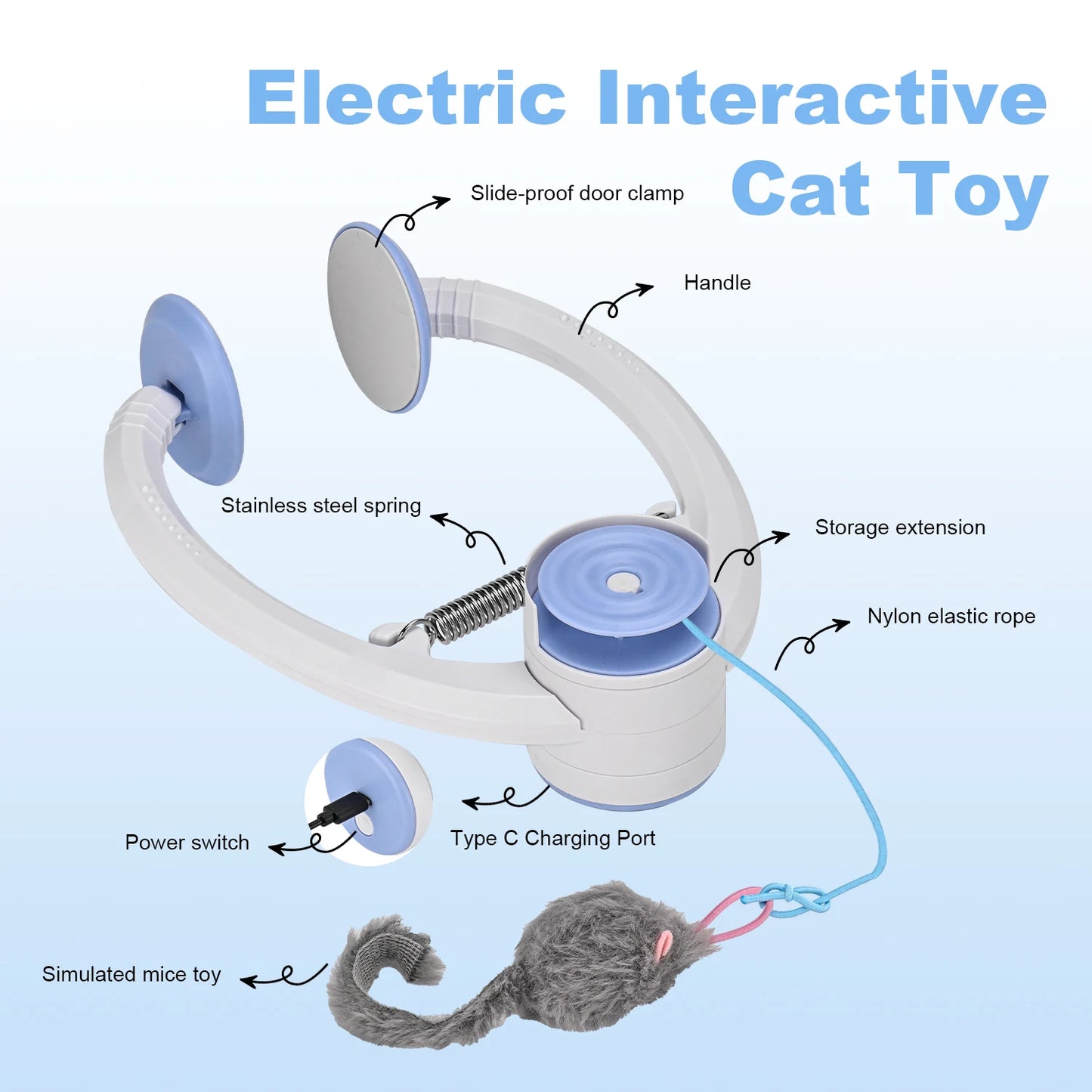 Electric Door Hanging Cat Toy USB Rechargeable Self Play Interactive Kitten Toy with Random Motion