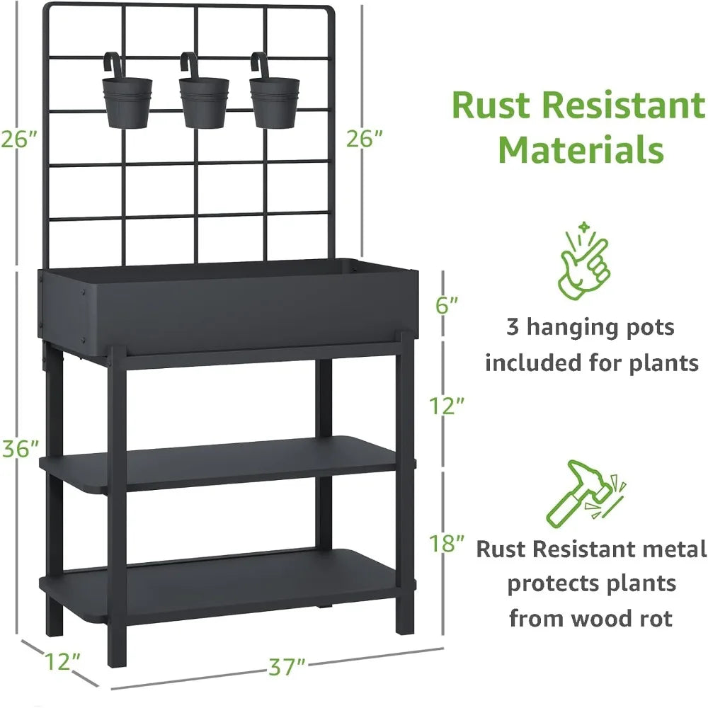 Hot-Sell! Elevated Planter Box with Trellis Raised Garden Bed with Legs Outdoor Standing Flower Beds for Patio Vegetable Herb