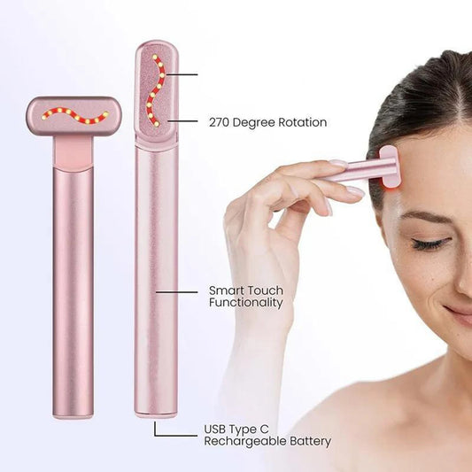 Eye Massager Wand Eye Massager Wand Rechargeable Heated Vibration Electric Facial Beauty Device for Skin Care at Home Pink