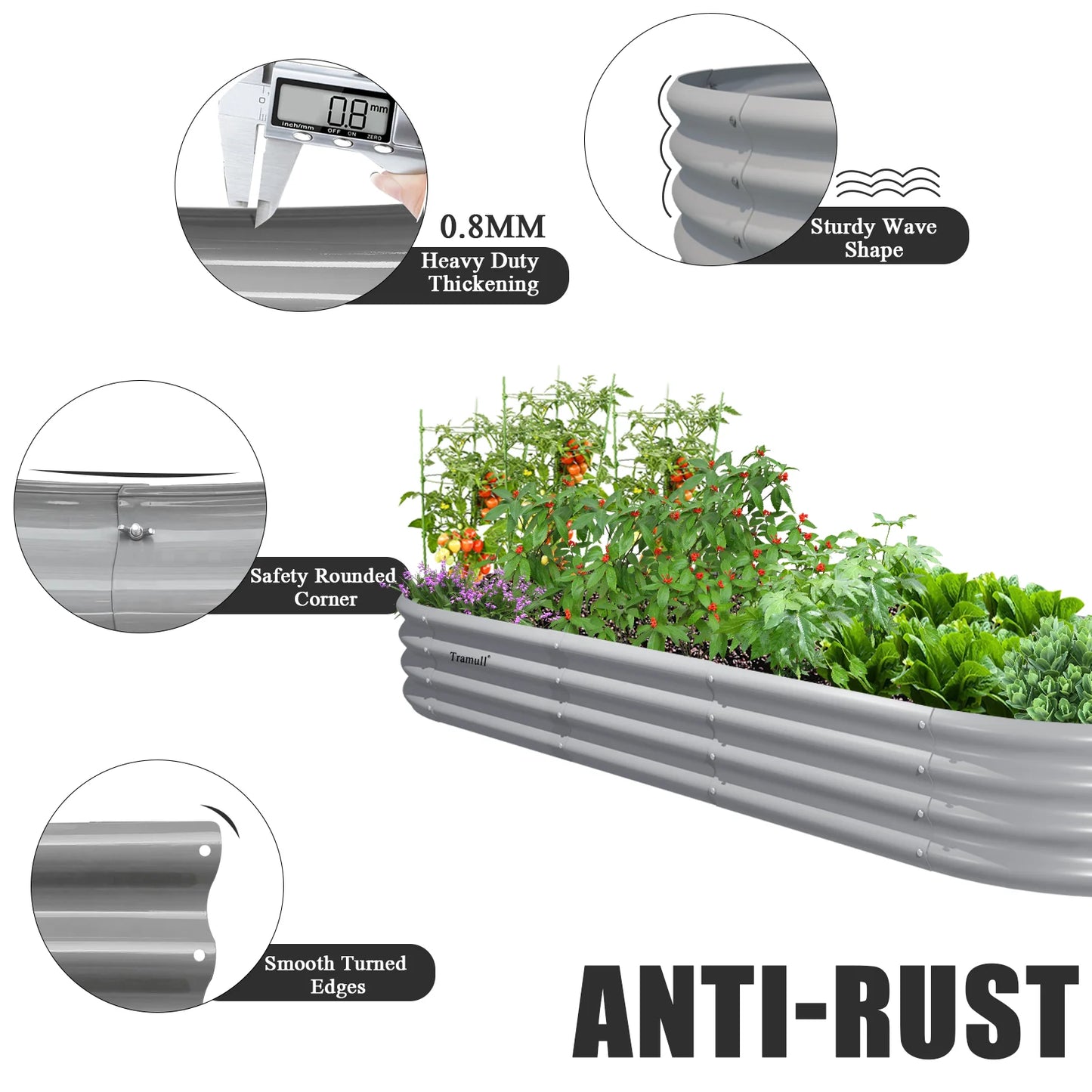 2 Pack 8x3x1Ft Galvanized Raised Garden Bed Large Metal Planter Box Kit Elevated Outdoor Garden Planters