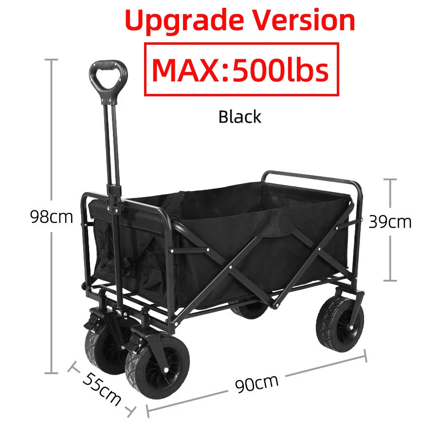 Collapsible Folding Utility Beach Cart Wagon Heavy Duty Large Capacity Fold Wagon Outdoor Trolley