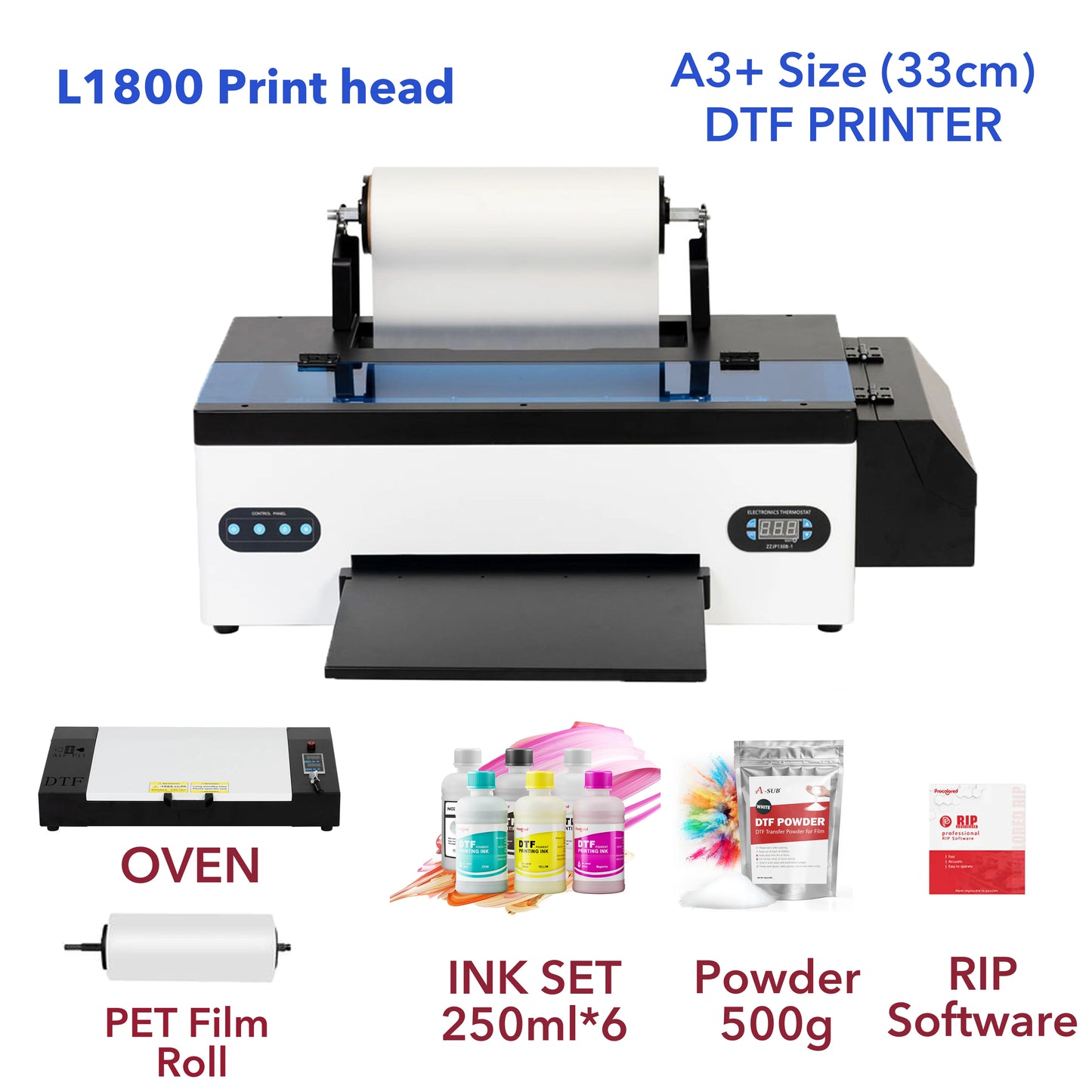 US Stock Punehod DTF Printer With Oven A3+ A4 L1800 L800 Direct To Film Printing Machine With curing oven T-Shirts Textile Dtf