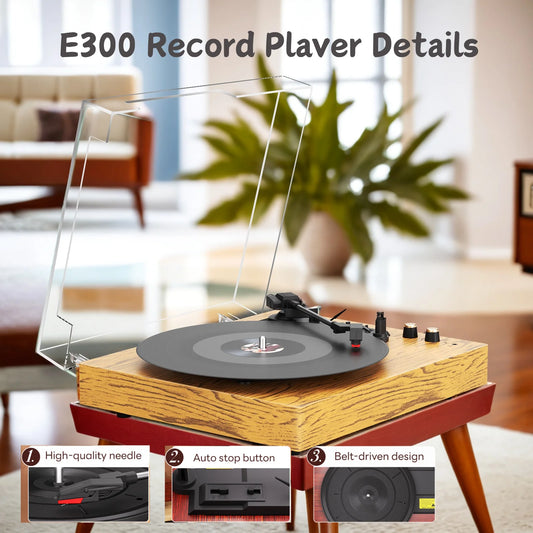 Maio E300 Belt Driven Vintage Turntable 3 Speed With Speaker