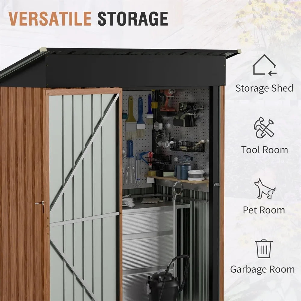 5x3 Ft Outdoor Metal Storage Shed With Floor And Lock Yard