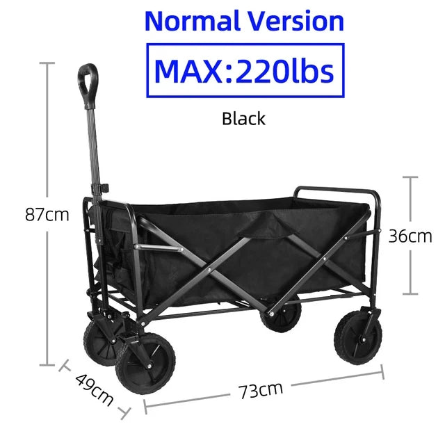 Collapsible Folding Utility Beach Cart Wagon Heavy Duty Large Capacity Fold Wagon Outdoor Trolley