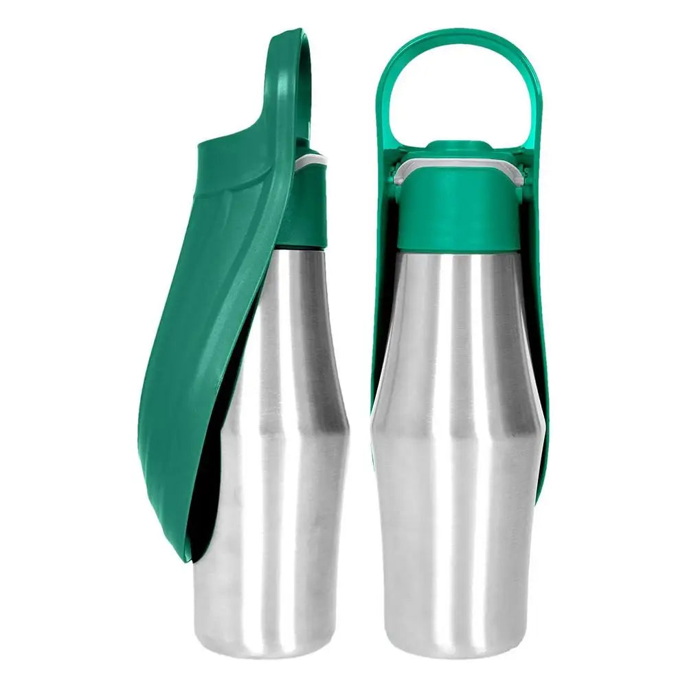 Dog Water Bottle 27oz Stainless Steel Travel Water Dispenser Pet Accessories 2 In 1 Dog Water Bowl for Travel Outings Camping